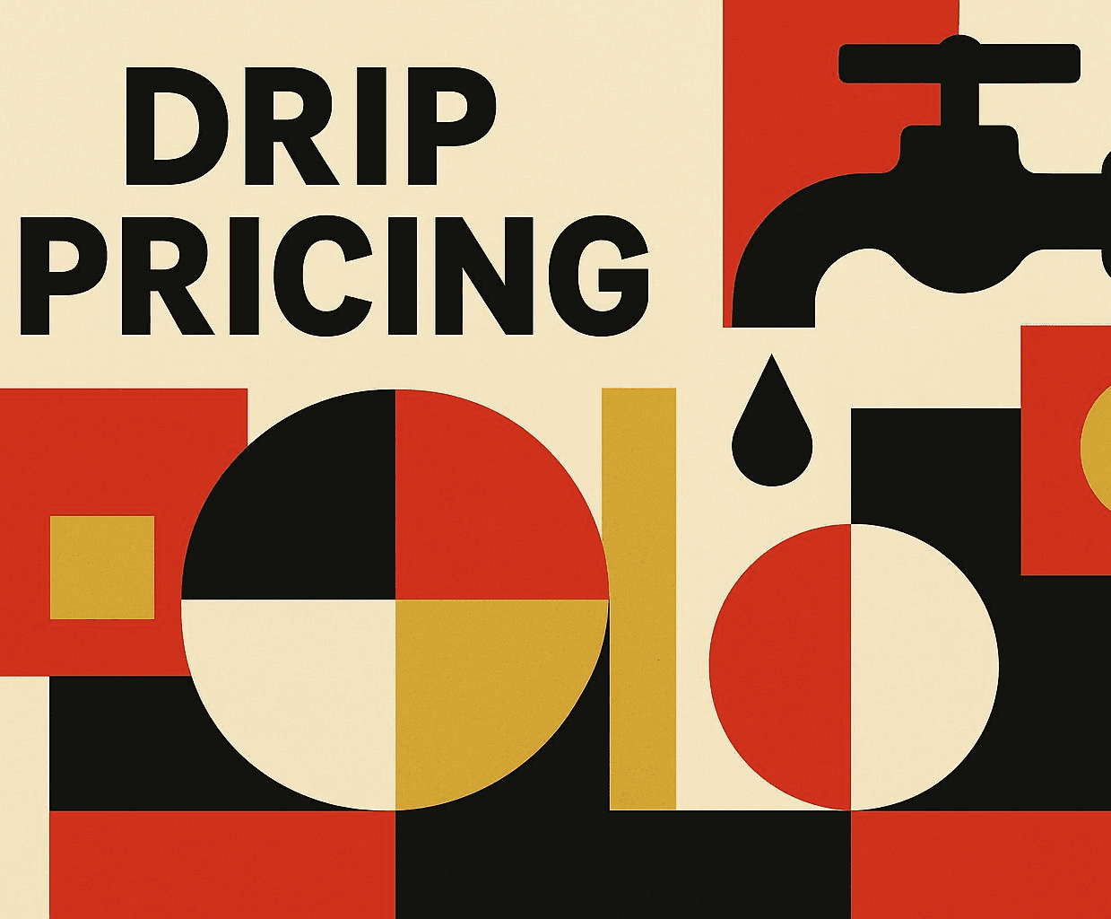 The words 'Drop Pricing' next to a dripping tap